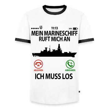 Marinesoldaten Marine Soldat Sprüche Lustig - Männer Kontrast-T-Shirt - Weiß/Schwarz - Vorne - AI Model Female 172 light (172cm) & AI Model Male 178 dark (178cm)