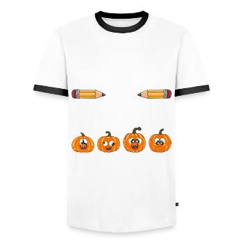 Funny Teacher Halloween Gifts - Men's Ringer Shirt - white/black - Front - AI Model Female 172 light (172cm) & AI Model Male 178 dark (178cm)