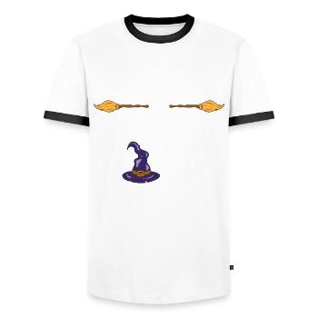 Funny Teacher Halloween Gifts - Men's Ringer Shirt - white/black - Front - AI Model Female 172 light (172cm) & AI Model Male 178 dark (178cm)