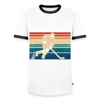 Ice Hockey Saying for Ice Hockey Players - Men's Ringer Shirt - white/black - Front - AI Model Female 172 light (172cm) & AI Model Male 178 dark (178cm)