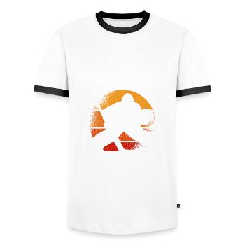 Ice Hockey Saying for Ice Hockey Players - Men's Ringer Shirt - white/black - Front - AI Model Female 172 light (172cm) & AI Model Male 178 dark (178cm)