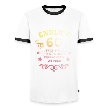 Endlich 60. Geburtstag nur noch erwachsen werden - Männer Kontrast-T-Shirt - Weiß/Schwarz - Vorne - AI Model Female 172 light (172cm) & AI Model Male 178 dark (178cm)