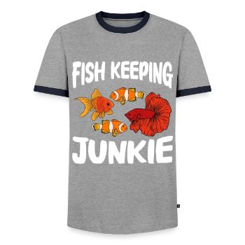 Aquaristics, Fish farming, Aquarists - Men's Ringer Shirt - grey/navy  - Front - AI Model Female 172 light (172cm) & AI Model Male 178 light (178cm)