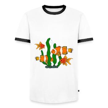 Aquaristics, Fish farming, Aquarists - Men's Ringer Shirt - white/black - Front - AI Model Female 172 light (172cm) & AI Model Male 178 dark (178cm)