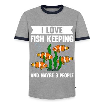 Aquaristics, Fish farming, Aquarists - Men's Ringer Shirt - grey/navy  - Front - AI Model Female 172 light (172cm) & AI Model Male 178 light (178cm)