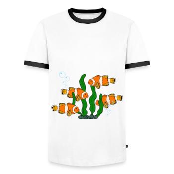 Aquaristics, Fish farming, Aquarists - Men's Ringer Shirt - white/black - Front - AI Model Female 172 light (172cm) & AI Model Male 178 dark (178cm)