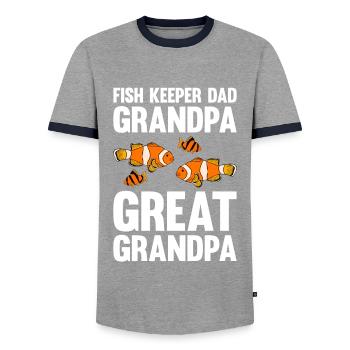 Aquaristics, Fish farming, Aquarists - Men's Ringer Shirt - grey/navy  - Front - AI Model Female 172 light (172cm) & AI Model Male 178 light (178cm)