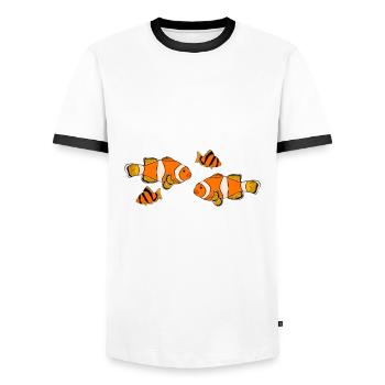 Aquaristik Fischzucht Aquarianer - Männer Kontrast-T-Shirt - Weiß/Schwarz - Vorne - AI Model Female 172 light (172cm) & AI Model Male 178 dark (178cm)