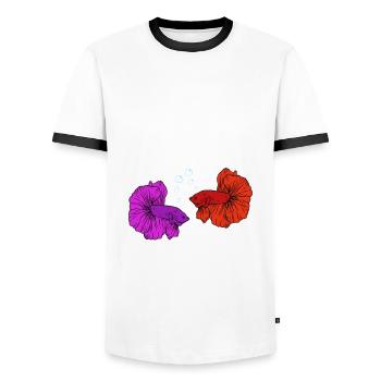 Aquaristik Fischzucht Aquarianer - Männer Kontrast-T-Shirt - Weiß/Schwarz - Vorne - AI Model Female 172 light (172cm) & AI Model Male 178 dark (178cm)