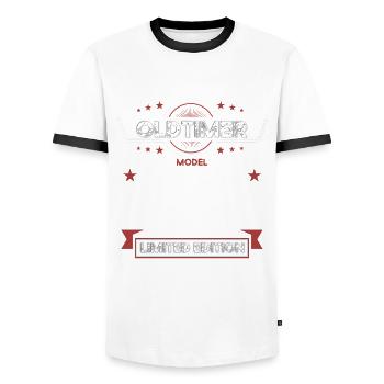 19. Geburtstag Oldtimer Dezember Jahrgang 2004 - Männer Kontrast-T-Shirt - Weiß/Schwarz - Vorne - AI Model Female 172 light (172cm) & AI Model Male 178 dark (178cm)