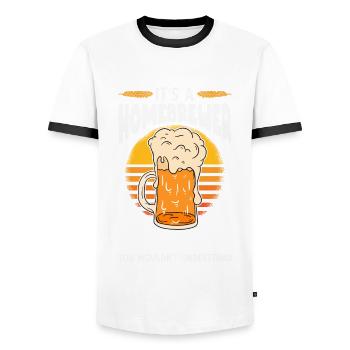 Beer Homebrewing Beer Be - Men's Ringer Shirt - white/black - Front - AI Model Female 172 light (172cm) & AI Model Male 178 dark (178cm)