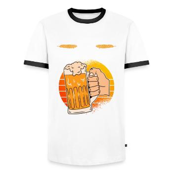 Beer Homebrewing Beer Be - Men's Ringer Shirt - white/black - Front - AI Model Female 172 light (172cm) & AI Model Male 178 dark (178cm)