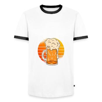 Beer Homebrewing Beer Be - Men's Ringer Shirt - white/black - Front - AI Model Female 172 light (172cm) & AI Model Male 178 dark (178cm)