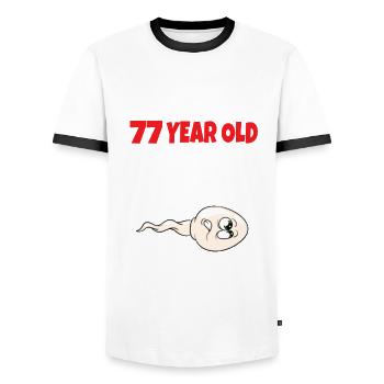 Spermie Hier Ist Ein Altes Bild Von Mir - Männer Kontrast-T-Shirt - Weiß/Schwarz - Vorne - AI Model Female 172 light (172cm) & AI Model Male 178 dark (178cm)