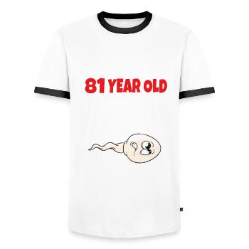 Sperme Voici une vieille photo de moi - T-shirt contrasté Homme - blanc/noir - Devant - AI Model Female 172 light (172cm) & AI Model Male 178 dark (178cm)