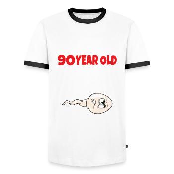 Sperme Voici une vieille photo de moi - T-shirt contrasté Homme - blanc/noir - Devant - AI Model Female 172 light (172cm) & AI Model Male 178 dark (178cm)