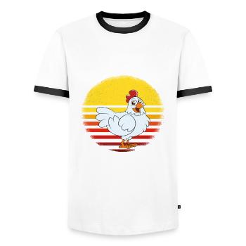 Lustiger Hühner Spruch Huhn - Männer Kontrast-T-Shirt - Weiß/Schwarz - Vorne - AI Model Female 172 light (172cm) & AI Model Male 178 dark (178cm)