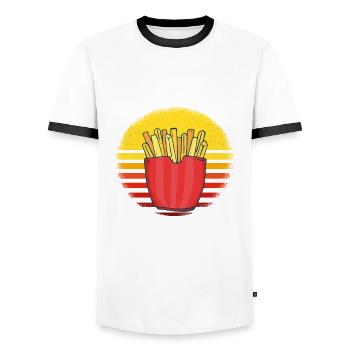 Frites drôles Frites drôles - T-shirt contrasté Homme - blanc/noir - Devant - AI Model Female 172 light (172cm) & AI Model Male 178 dark (178cm)