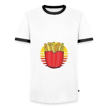 Funny Fries Funny French Fries - Men's Ringer Shirt - white/black - Front - AI Model Female 172 light (172cm) & AI Model Male 178 dark (178cm)