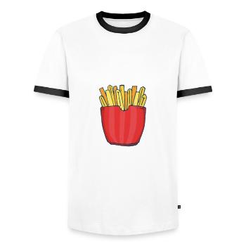 Frites drôles Frites drôles - T-shirt contrasté Homme - blanc/noir - Devant - AI Model Female 172 light (172cm) & AI Model Male 178 dark (178cm)