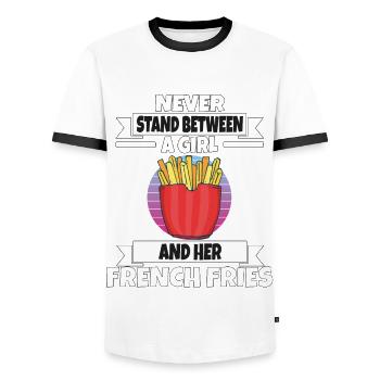 Frites drôles Frites drôles - T-shirt contrasté Homme - blanc/noir - Devant - AI Model Female 172 light (172cm) & AI Model Male 178 dark (178cm)
