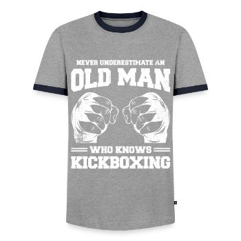 Kickboxen Kickboxer Kickboxing - T-shirt contrasté Homme - gris/marine  - Devant - AI Model Female 172 light (172cm) & AI Model Male 178 light (178cm)