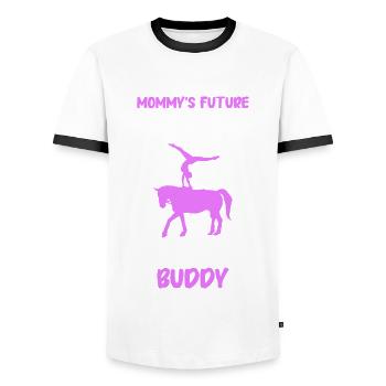 Vaulting, Horseback Riding, Dressage - Men's Ringer Shirt - white/black - Front - AI Model Female 172 light (172cm) & AI Model Male 178 dark (178cm)