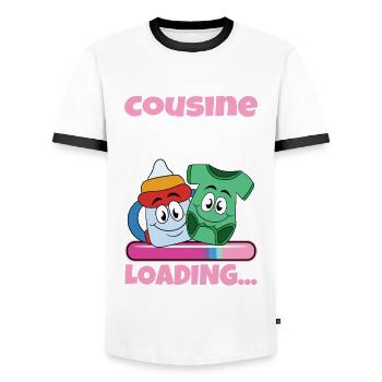 Cousine werden Cousine 2024 - Männer Kontrast-T-Shirt - Weiß/Schwarz - Vorne - AI Model Female 172 light (172cm) & AI Model Male 178 dark (178cm)