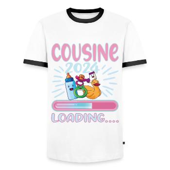 Cousine werden Cousine 2024 - Männer Kontrast-T-Shirt - Weiß/Schwarz - Vorne - AI Model Female 172 light (172cm) & AI Model Male 178 dark (178cm)