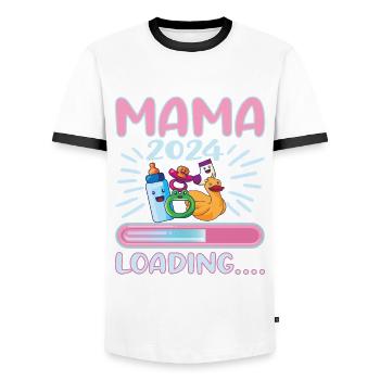 Mama 2024 werdende Mutter Schwangerschaft - Männer Kontrast-T-Shirt - Weiß/Schwarz - Vorne - AI Model Female 172 light (172cm) & AI Model Male 178 dark (178cm)
