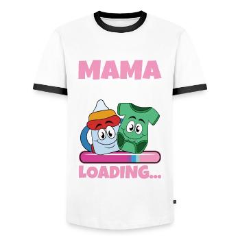Mama 2024 werdende Mutter Schwangerschaft - Männer Kontrast-T-Shirt - Weiß/Schwarz - Vorne - AI Model Female 172 light (172cm) & AI Model Male 178 dark (178cm)