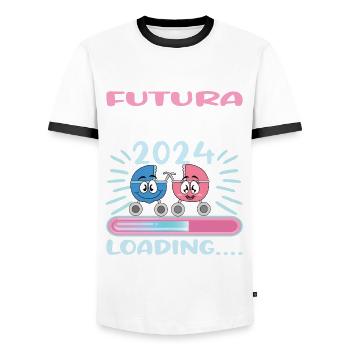 Schwester 2024 Hermana Mayor 2024 - Männer Kontrast-T-Shirt - Weiß/Schwarz - Vorne - AI Model Female 172 light (172cm) & AI Model Male 178 dark (178cm)