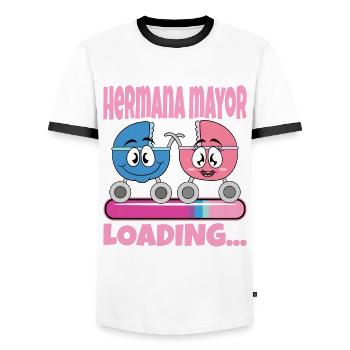 Schwester 2024 Hermana Mayor 2024 - Männer Kontrast-T-Shirt - Weiß/Schwarz - Vorne - AI Model Female 172 light (172cm) & AI Model Male 178 dark (178cm)