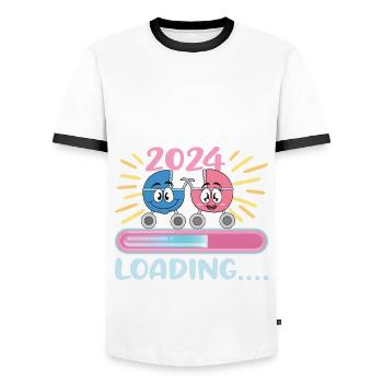 Nonna 2024 Loading Granny 2024 - Men's Ringer Shirt - white/black - Front - AI Model Female 172 light (172cm) & AI Model Male 178 dark (178cm)