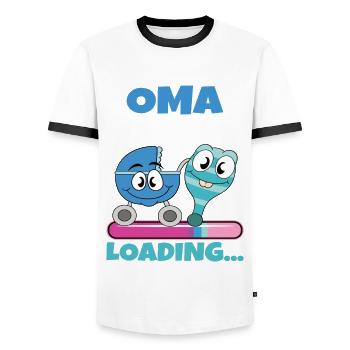Oma 2024 werdende Oma 2024 Loading - Männer Kontrast-T-Shirt - Weiß/Schwarz - Vorne - AI Model Female 172 light (172cm) & AI Model Male 178 dark (178cm)