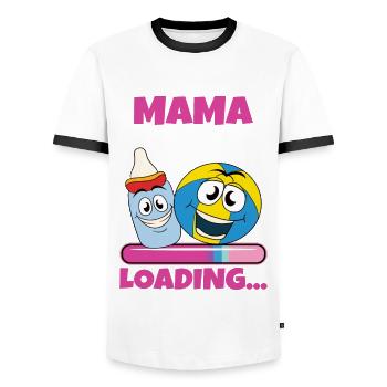 Maman 2024 Enceinte Maman Grossesse - T-shirt contrasté Homme - blanc/noir - Devant - AI Model Female 172 light (172cm) & AI Model Male 178 dark (178cm)