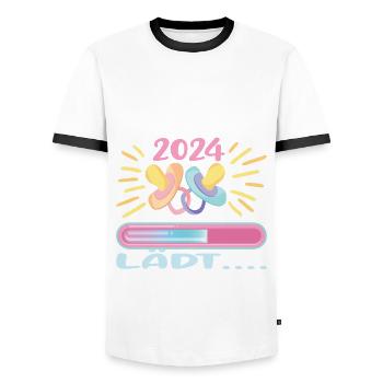 Mama 2024 werdende Mutter Schwangerschaft - Männer Kontrast-T-Shirt - Weiß/Schwarz - Vorne - AI Model Female 172 light (172cm) & AI Model Male 178 dark (178cm)