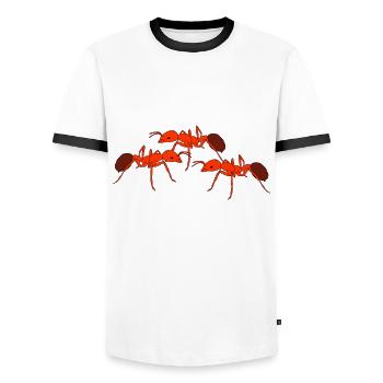 Antkeeping Ameisenzucht Ameisen - Männer Kontrast-T-Shirt - Weiß/Schwarz - Vorne - AI Model Female 172 light (172cm) & AI Model Male 178 dark (178cm)
