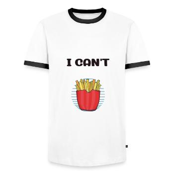 Frites drôles Frites drôles - T-shirt contrasté Homme - blanc/noir - Devant - AI Model Female 172 light (172cm) & AI Model Male 178 dark (178cm)