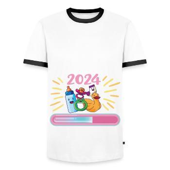 Oma 2024 werdende Oma 2024 Loading - Männer Kontrast-T-Shirt - Weiß/Schwarz - Vorne - AI Model Female 172 light (172cm) & AI Model Male 178 dark (178cm)