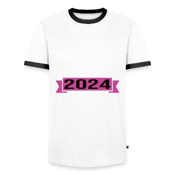 Pension 2024 Pensionärin 2024 Rente 2024 - Männer Kontrast-T-Shirt - Weiß/Schwarz - Vorne - AI Model Female 172 light (172cm) & AI Model Male 178 dark (178cm)