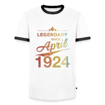 100e anniversaire légendaire avril 1924 volume 24 - T-shirt contrasté Homme - blanc/noir - Devant - AI Model Female 172 light (172cm) & AI Model Male 178 dark (178cm)