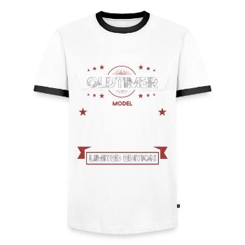 20. Geburtstag Oldtimer Februar Jahrgang 2004 - Männer Kontrast-T-Shirt - Weiß/Schwarz - Vorne - AI Model Female 172 light (172cm) & AI Model Male 178 dark (178cm)