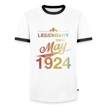 100e anniversaire Légendaire depuis mai 1924 Volume 24 - T-shirt contrasté Homme - blanc/noir - Devant - AI Model Female 172 light (172cm) & AI Model Male 178 dark (178cm)