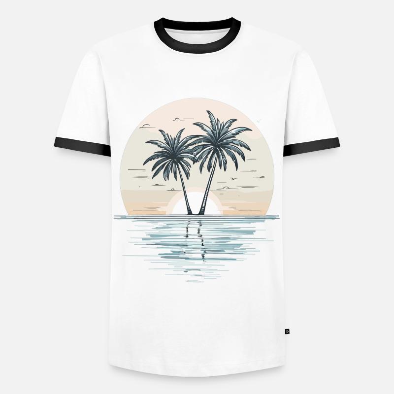 Sunset Palm Beach - Men's Ringer Shirt - white/black