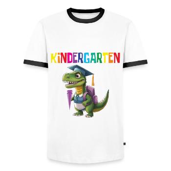 School child 2024 School enrolment 2024 Back to school - Men's Ringer Shirt - white/black - Front - AI Model Female 172 light (172cm) & AI Model Male 178 dark (178cm)