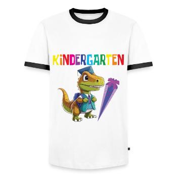 School child 2024 School enrolment 2024 Back to school - Men's Ringer Shirt - white/black - Front - AI Model Female 172 light (172cm) & AI Model Male 178 dark (178cm)