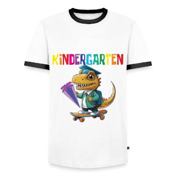 School child 2024 School enrolment 2024 Back to school - Men's Ringer Shirt - white/black - Front - AI Model Female 172 light (172cm) & AI Model Male 178 dark (178cm)