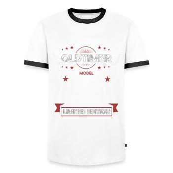 40th Birthday Vintage March Vintage 1984 - Men's Ringer Shirt - white/black - Front - AI Model Female 172 light (172cm) & AI Model Male 178 dark (178cm)