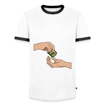 Steuerzahler Finanzamt Steuer zahlen - Männer Kontrast-T-Shirt - Weiß/Schwarz - Vorne - AI Model Female 172 light (172cm) & AI Model Male 178 dark (178cm)
